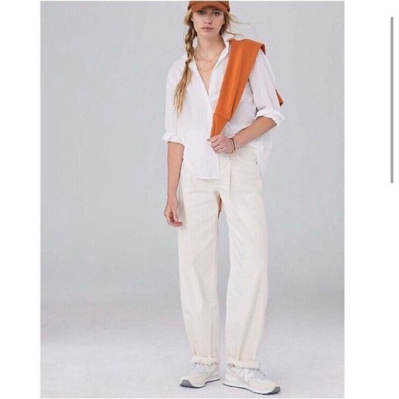 Anthropologie Pilcro The Breaker Barrel Cream Jeans 25 - Picture 3 of 11